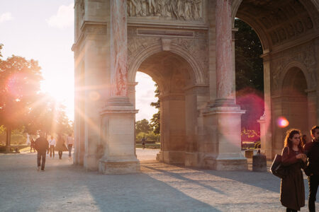 Arc de triomphe du Carrousel in Paris, France.